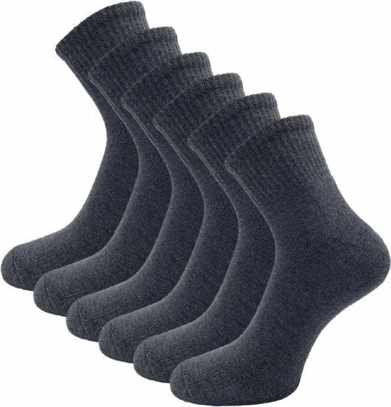 6 Paar Badstof Quarter Sneakersokken - SQOTTON - Grijs - Maat 43-46 1 6 Paar Badstof Quarter Sneakersokken - SQOTTON - Grijs - Maat 43-46