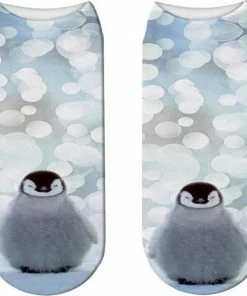 Merkloos Enkelsokken Pinguïn - Fotoprint - Unisex Maat 36-41