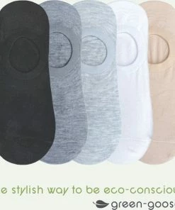 Merkloos Green-goose® 5 Paar Sneakersokken | Bamboe | Footies | Unisex | Anti Zweet | 43-46 | 100% Ecologisch | Anti Transpirant