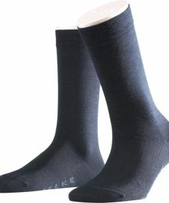 FALKE Softmerino Dik Halfhoog Comfortabel Zonder Motief Zacht Winter Warm Ondoorzichtig Merinowol Katoen Blauw Dames Sokken - Maat 37-38
