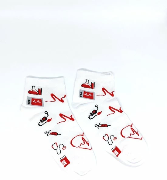 Merkloos Grappige Sokken, Ziekenhuis Zorg (stethoscoop ,spuit, Hart) 2 Merkloos Grappige Sokken, Ziekenhuis Zorg (stethoscoop ,spuit, Hart) - Afbeelding 2