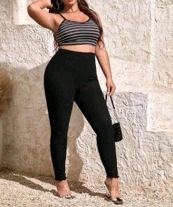 Merkloos Grote Maat Legging Zwart Maat 3XL XXXL EU 46