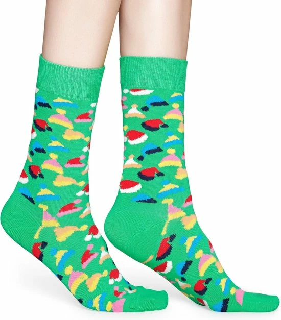 Happy Socks - Happy Holiday Christmas - Santa's Hat - Groen Multi - Unisex - Maat 36-40 2 Happy Socks - Happy Holiday Christmas - Santa's Hat - Groen Multi - Unisex - Maat 36-40 - Afbeelding 2