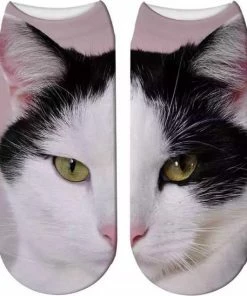 Merkloos Twee-delige Enkelsokken Kat - Kattensokken - Fotoprint Enkelsokken - Unisex - Maat 36-41