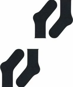 FALKE Happy 2-Pack Zacht Zonder Motief Versterkt Hoogwaardig Mid-rise Robuust Ademend Dekkend Set Katoen Multipack Blauw Dames Sokken - Maat 35-38 -beenmode Verkoop 550x667 3