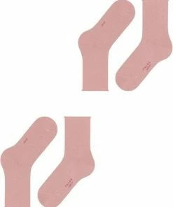 FALKE Happy 2-Pack Zacht Zonder Motief Versterkt Hoogwaardig Mid-rise Robuust Ademend Dekkend Set Katoen Multipack Roze Dames Sokken - Maat 39-42 -beenmode Verkoop 550x668 1