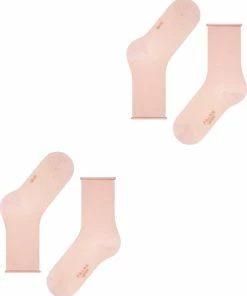 FALKE Happy 2-Pack Zacht Zonder Motief Versterkt Hoogwaardig Mid-rise Robuust Ademend Dekkend Set Katoen Multipack Roze Dames Sokken - Maat 39-42 -beenmode Verkoop 550x668