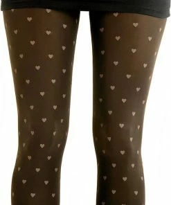 Merkloos Marilyn Bruine Microfiber 3D Panty Met Lichtbruine Hartjes Emmy, 60denier, Maat M/L