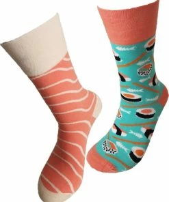 Merkloos Verjaardag Cadeautje Voor Hem En Haar - Sokken - Sushi Sokken - Leuke Sokken - Vrolijke Sokken - Luckyday Socks - Sokken Met Tekst - Aparte Sokken - Socks Waar Je Happy Van Wordt - Maat 37-44