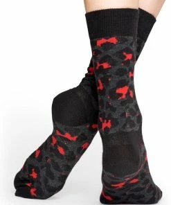 Happy Socks Leopard Sokken - Zwart/Rood - Maat 36-40 -beenmode Verkoop 550x727 1