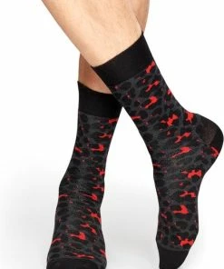 Happy Socks Leopard Sokken - Zwart/Rood - Maat 36-40 -beenmode Verkoop 550x727