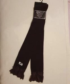 Apollo Overknee Sokken Met Kanten Rand - Donkerbruin One Size