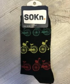 Merkloos SOKn. Trendy Sokken Zwart " Fietsen Gekleurd" Maat 40-46 (Ook Leuk Om Kado Te Geven !)