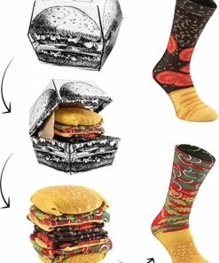 Merkloos Hamburger Sokken Grappig Cadeau Hamburgermop Kwaliteit Fun Sokken -beenmode Verkoop 550x739 1