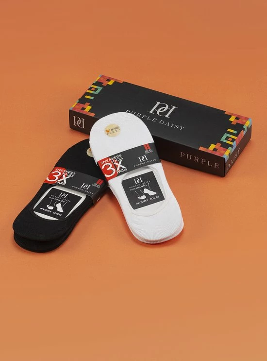 Purple-Daisy Kousenvoetjes Sneakers Dames | Sneaker Heren | Multipack Unisex 6 Paar (3 Zwart+3 Wit) | Black Friday SALE - Maat 40-44 - ZWART+WIT 1 Purple-Daisy Kousenvoetjes Sneakers Dames | Sneaker Heren | Multipack Unisex 6 Paar (3 Zwart+3 Wit) | Black Friday SALE - Maat 40-44 - ZWART+WIT