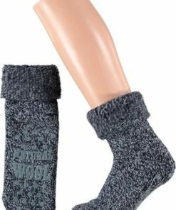 Merkloos Apollo - 45% Wol - Huissokken Dames - Huissokken Heren - Zwart - Maat 39-42