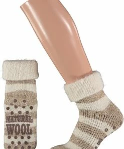 Apollo Huissokken Dames - Wollen Sokken - Warme Sokken - Antislip - Beige - Maat 35-38
