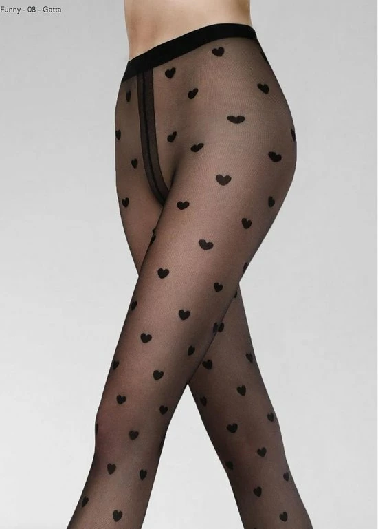 Gatta Lycra Satin Sheers Micro-mesh Panty Funny 08, 20DEN,met Hartjes ,zwart, Maat 3-M 4 Gatta Lycra Satin Sheers Micro-mesh Panty Funny 08, 20DEN,met Hartjes ,zwart, Maat 3-M - Afbeelding 4