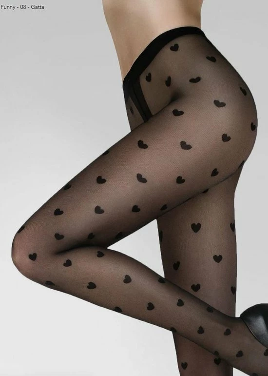 Gatta Lycra Satin Sheers Micro-mesh Panty Funny 08, 20DEN,met Hartjes ,zwart, Maat 3-M 3 Gatta Lycra Satin Sheers Micro-mesh Panty Funny 08, 20DEN,met Hartjes ,zwart, Maat 3-M - Afbeelding 3