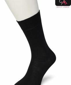 Bonnie Doon Katoenen Comfort Sok Zwart Dames Maat 39/42 - Speciale Breitechniek In Boord - Knelt Niet - Katoen En Lycra - Maximaal Draagcomfort - Zakt Niet Af - Gladde Teennaad - Voor Gevoelige Voeten En Benen - Black - BE121401.1