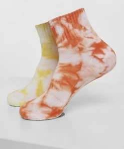 Urban Classics Sokken -39/42- Tie Dye Short 2-Pack Oranje/Geel