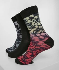 Urban Classics Sokken -47/50- Flower 3-Pack Multicolours/Rood