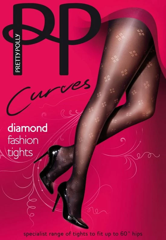 Pretty Polly "Curves" Dot Diamond Fashion Tights - Black - XXL 3 Pretty Polly "Curves" Dot Diamond Fashion Tights - Black - XXL - Afbeelding 3