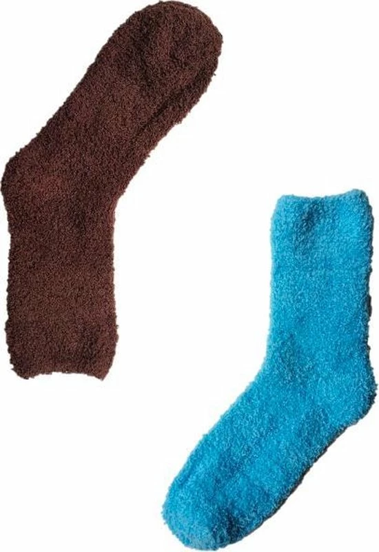 Binkie Socks 2 Paar Huissokken | Sokken Dames 37 42 | Huissokken Fluffy Blauw En Bruin | Slofsokken 1 Binkie Socks 2 Paar Huissokken | Sokken Dames 37 42 | Huissokken Fluffy Blauw En Bruin | Slofsokken