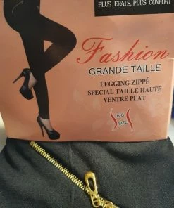 Merkloos Legging - Dames - Met Goudkleurige Ritsen - Één Maat - Zwart