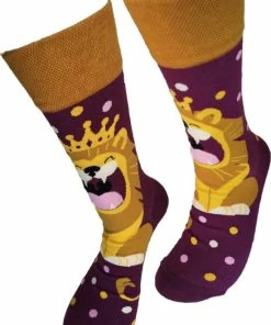 Merkloos Verjaardag Cadeau - Grappige Sokken - Leeuw Sokken - Leuke Sokken - Aparte Sokken - Vrolijke Sokken – Valentijn Cadeau - Luckyday Socks - Cadeau Sokken - Socks Waar Je Happy Van Wordt – Maat L-XL