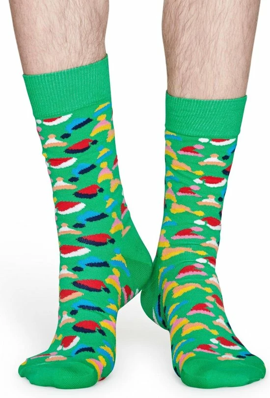 Happy Socks - Happy Holiday Christmas - Santa's Hat - Groen Multi - Unisex - Maat 36-40 1 Happy Socks - Happy Holiday Christmas - Santa's Hat - Groen Multi - Unisex - Maat 36-40