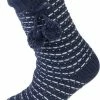 Merkloos Koukleum Huissokken - Dames - Pompom - Marine Blauw/zilver - Maat 36/42