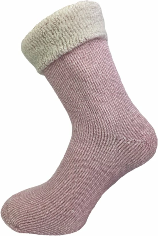 SQOTTON 2 Paar Merinowollen Huissokken - Sloffen - Roze-Blauw - Maat 35-35 3 SQOTTON 2 Paar Merinowollen Huissokken - Sloffen - Roze-Blauw - Maat 35-35 - Afbeelding 3