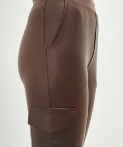 Merkloos Blueberry Leggings- Legging Dames - Broek Skinny - Broek Dames Strech - Legging Lederlook-Legging Meisje - Legging Dames Volwassenen - High-Waist Dames Hoge Taille - Leggings - Push-Up - Up-Fit - Bruin Legging