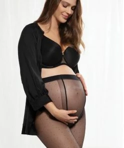 Gatta Zwangerschapspanty Mamma 20 Den, Panty Met Stippen, Zwarte Hippe Positiepanty, Maat L (4)